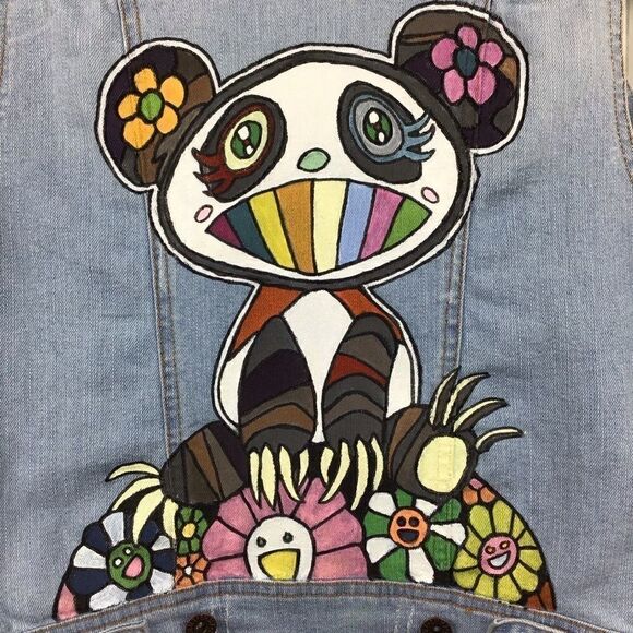 Emma‎ Denim Vest Anime Hand Painted DIY Upcycled Japanese Animé, Size - Medium - Picture 3 of 8